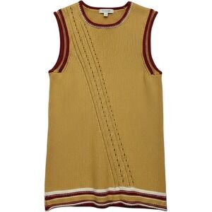 Vintage Y2K Mag Sweater Vest Womens M Yellow Mixed Knit Pullover 70s Retro Indie